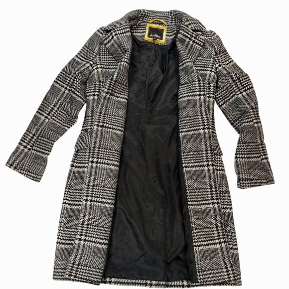Sam Edelman Two Button Houndstooth Plaid Wool Long Blazer Coat Size S - Picture 3 of 10